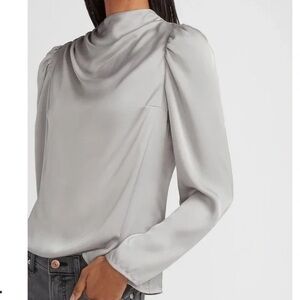 NWOT EXPRESS Satin Ruched Mock Neck Top